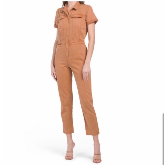 Anthropologie olive green utility jumpsuit flutter sleeves - Picture 2 of 8